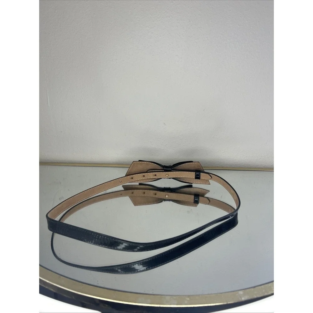 Kate Spade New York Womens Leather Bow Belt Black Fitted Elastic IN THE LOOP M‎